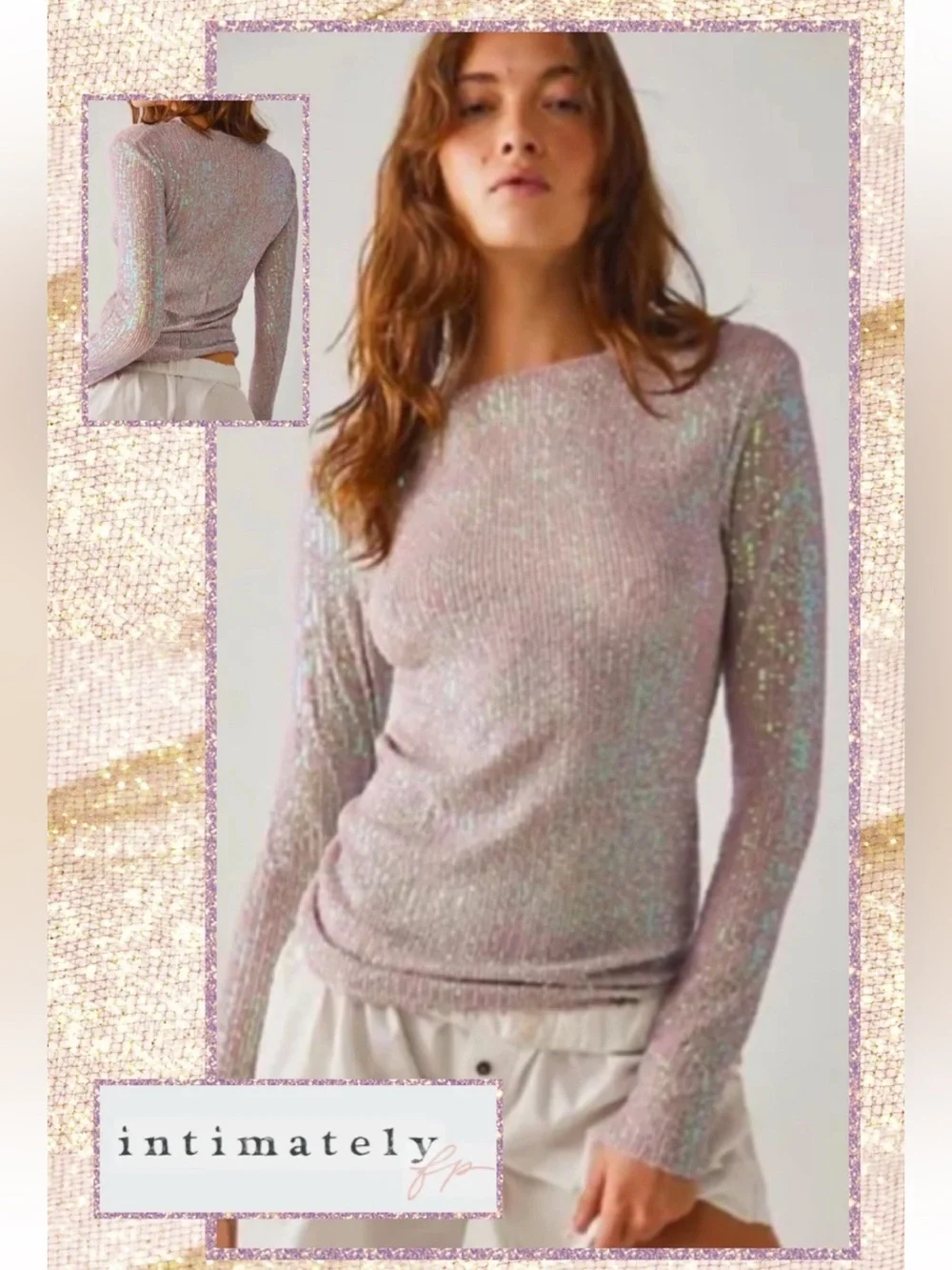 Free People gold rush top in champagne float